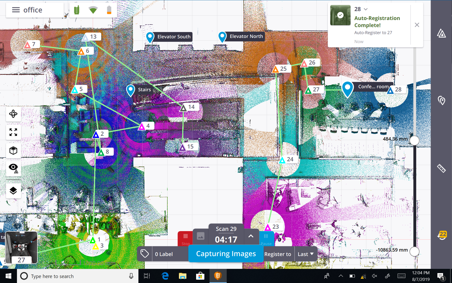 Multiple scan positions ensure proper overlap and prevent missing critical fabrication geometry.