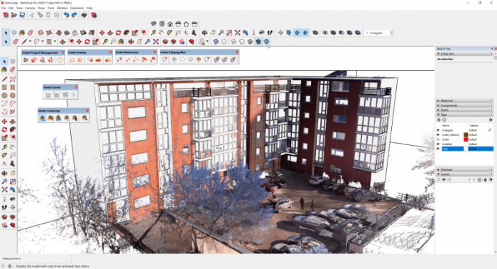 Point cloud imported into SketchUp using Scan Essentials, ready for fabrication modeling.